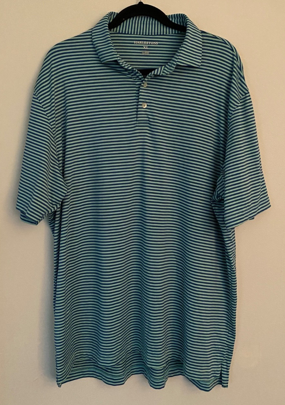 Harlestons Mens XL Heritage Stripe Golf Polo Teal NWOT